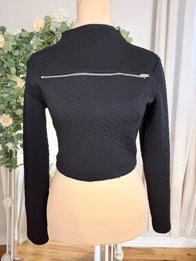 Bebe Black Quilted Long Sleeve Sweatshirt